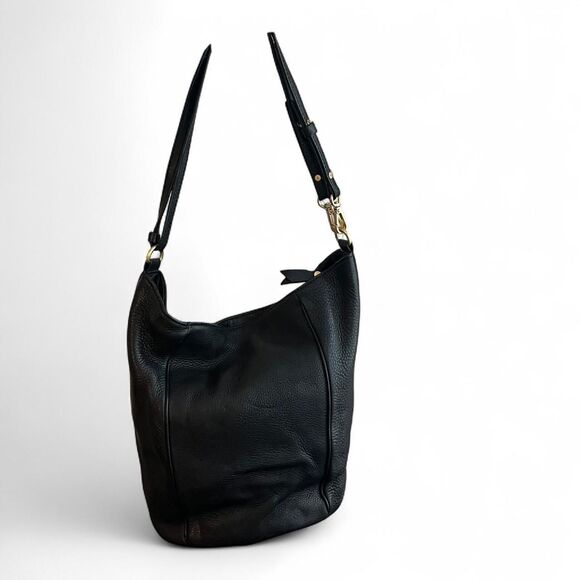 Tahari Black Pebbled Leather Hobo - Picture 4 of 8